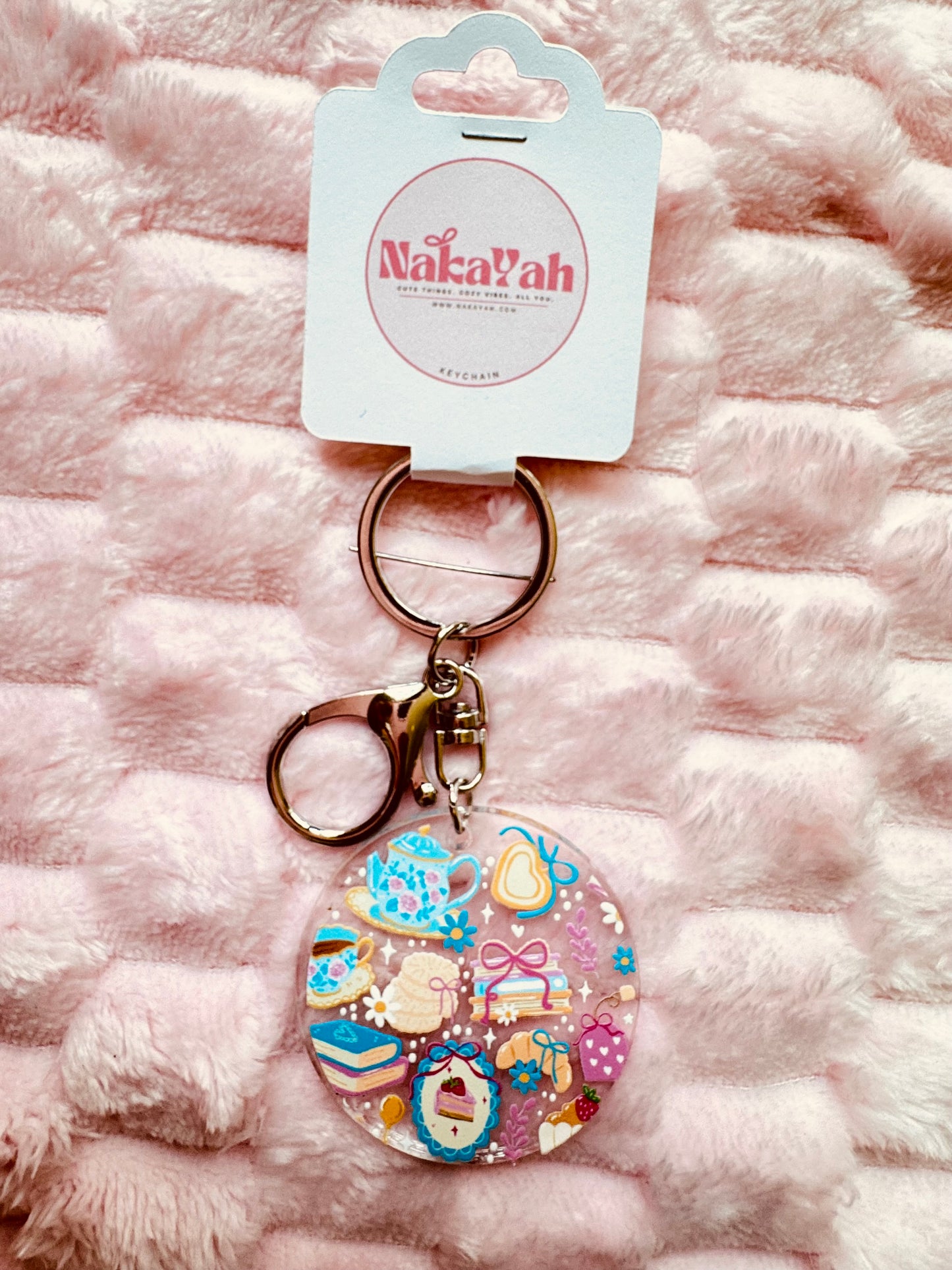 Blue Tea Time Acrylic Keychain