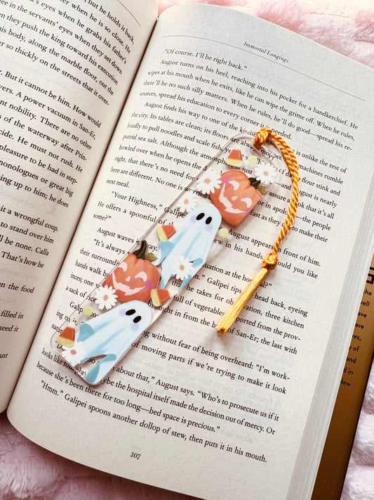 Pumpkin Ghost Acrylic Bookmark