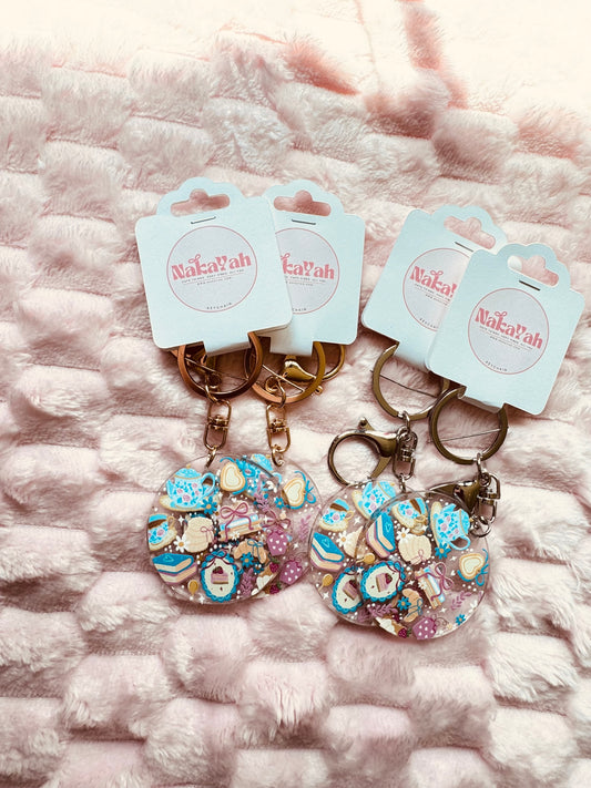 Blue Tea Time Acrylic Keychain